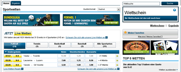 William Hill Homepage